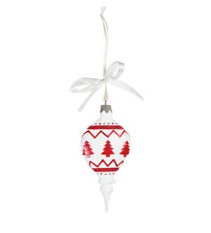 Red and White Festive Ornaments, Set of 2