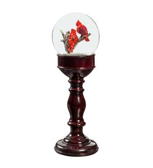 Cardinal Snow Globes on Pedestals, Set of 3