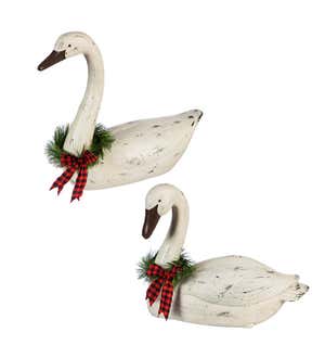 Holiday Swan Statuary, Set of 2
