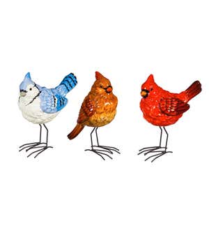 Ceramic Songbird Statues, Set of 3