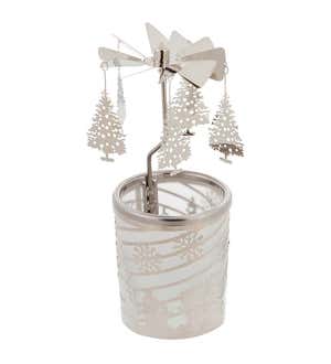 Rotating Winter Scene Windmill-Style Candle Holder