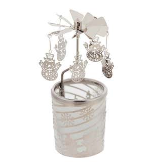 Rotating Winter Scene Windmill-Style Candle Holder