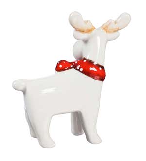 Ceramic Reindeer and Evergreen Tabletop Decor, Set of 3