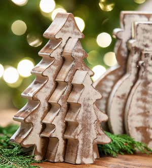 Nested Wooden Holiday Figures, Set of 3