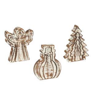 Nested Wooden Holiday Figures, Set of 3