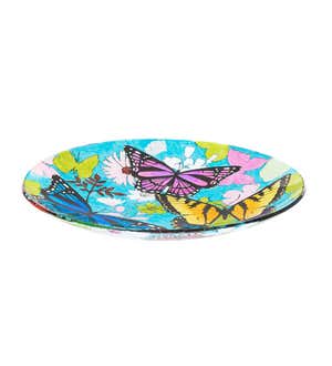 Bountiful Butterfly Glass Birdbath Basin with Stand