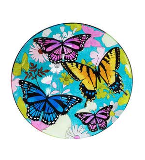 Bountiful Butterfly Glass Birdbath Basin with Stand