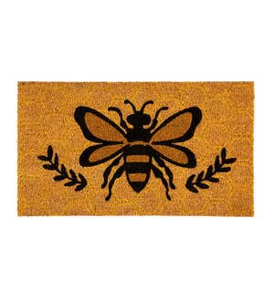 Indoor/Outdoor Honey Bee and Laurels Coir Fiber Mat