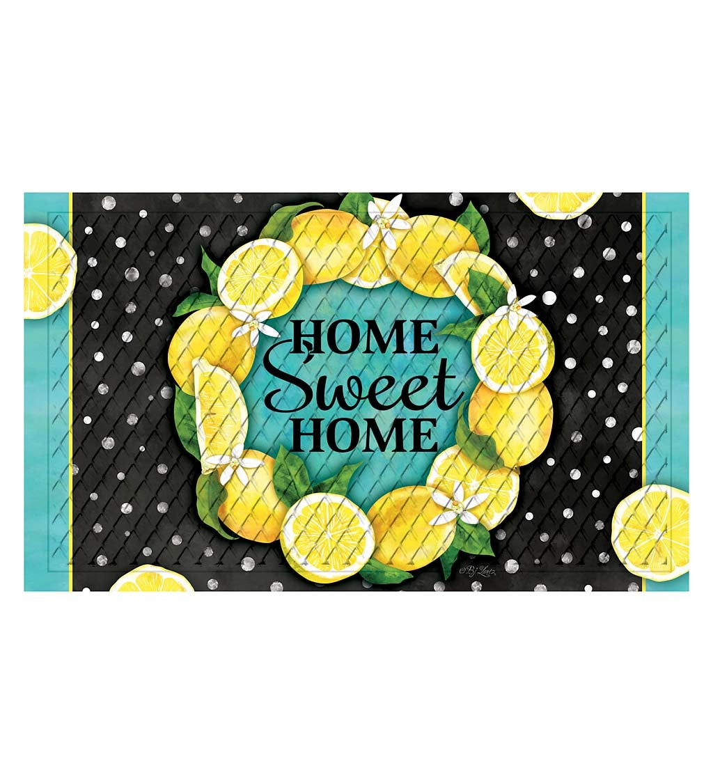 Home Sweet Home Lemon Wreath Embossed Floor Mat
