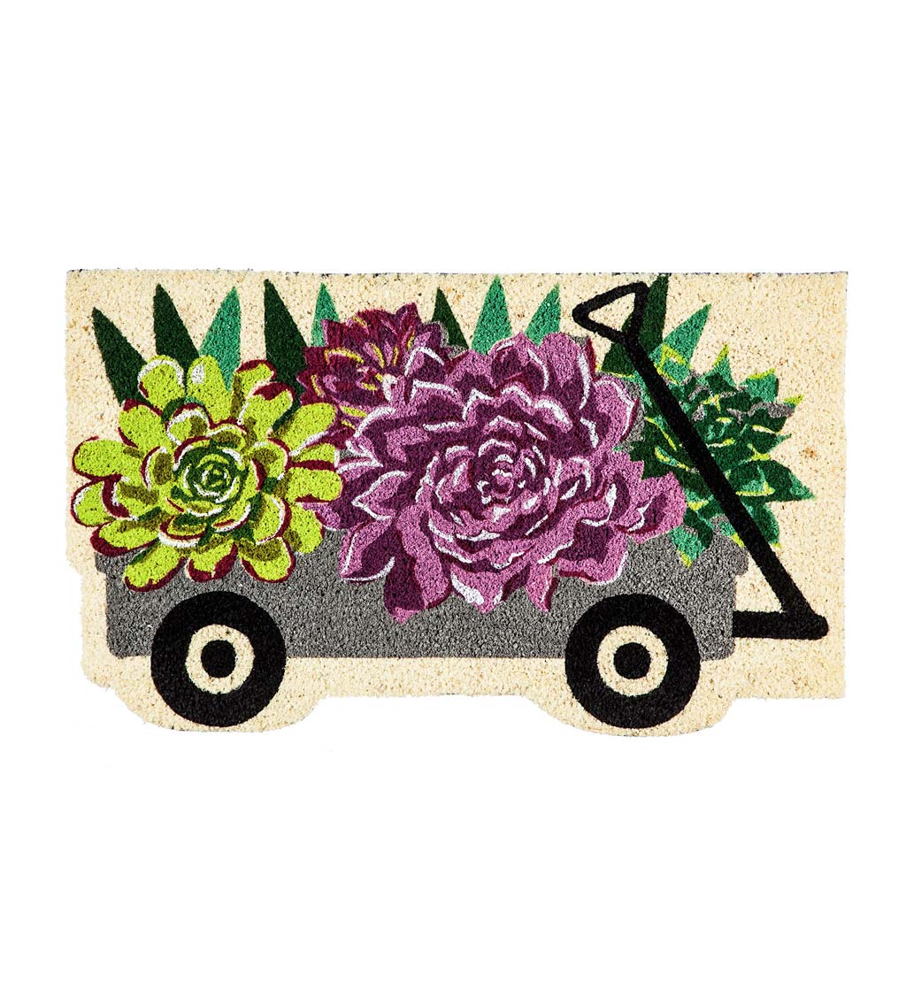 Succulent Filled Galvanized Wagon-Shaped Coir Fiber Mat