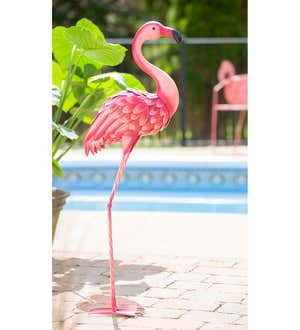 37.5"H Metal Flamingo Garden Statuary