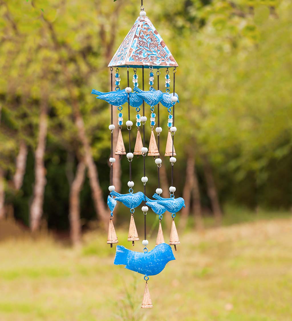 Bluebird and Golden Garden Bells Wind Chime