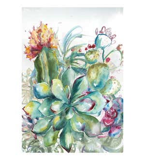 Succulent Garden Watercolor Indoor/Outdoor Wall Canvas, 24"x36"