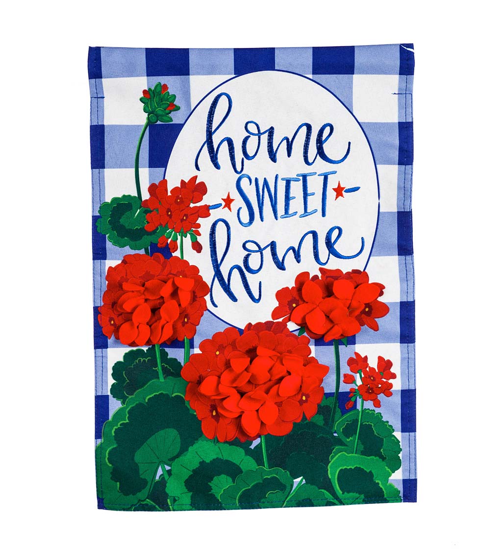 Geraniums Home Sweet Home Linen House Flag