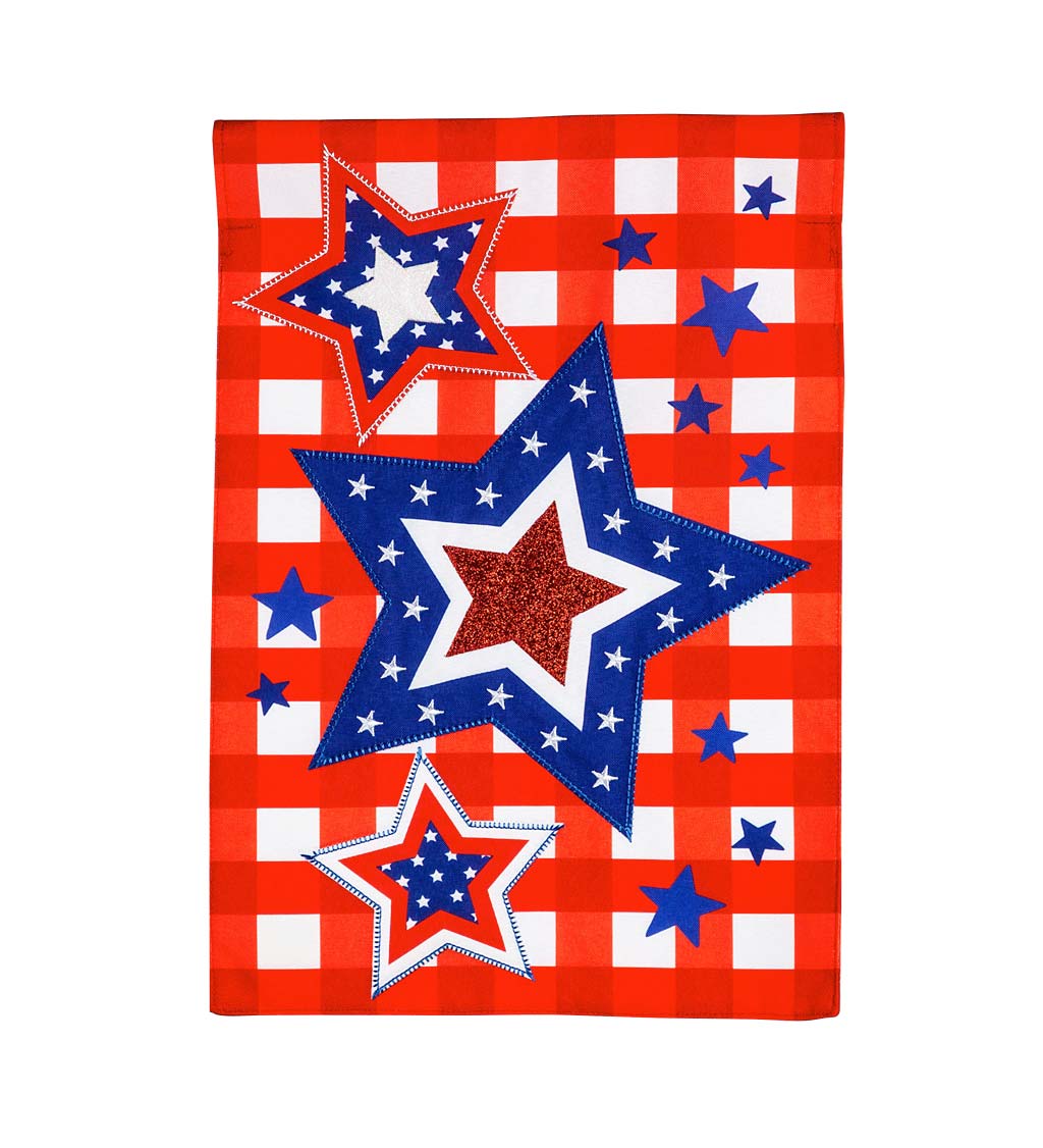 Americana Stars and Checks Linen House Flag