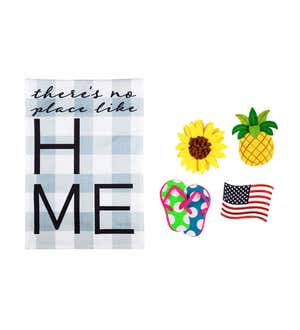 No Place Like Home Burlap Garden Flag with Four Interchangeable Icons