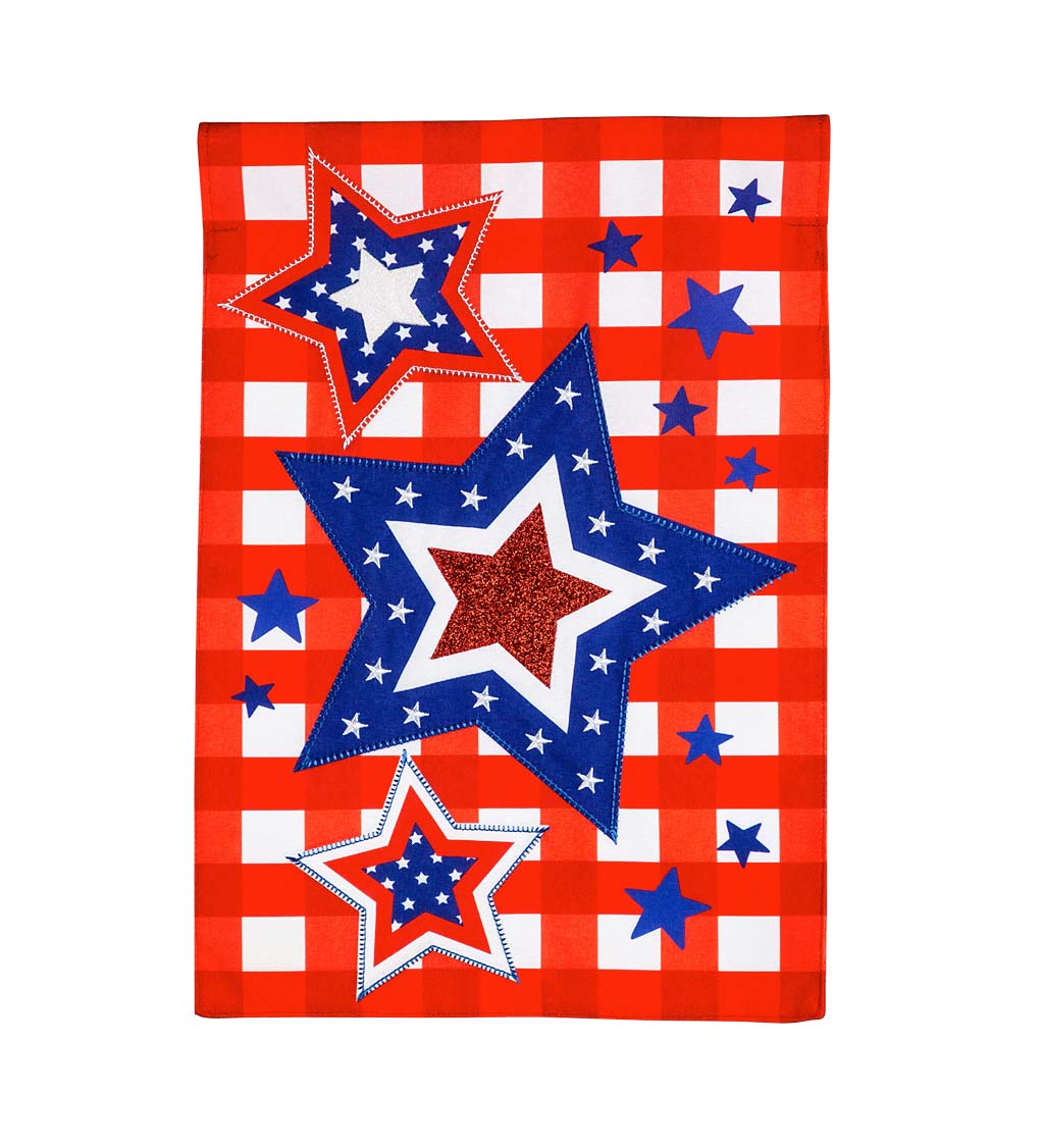 Americana Stars and Checks Linen Garden Flag