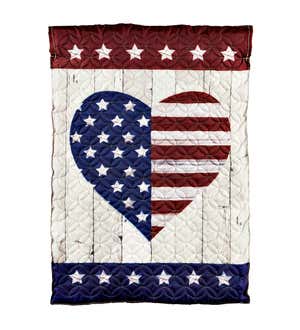 Americana Stars and Stripes Heart Quilted Garden Flag