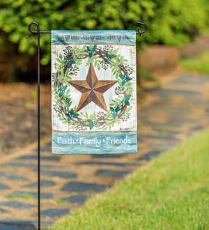 Faith Family Friends Star Wreath Garden Flag