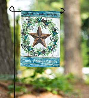 Faith Family Friends Star Wreath Garden Flag