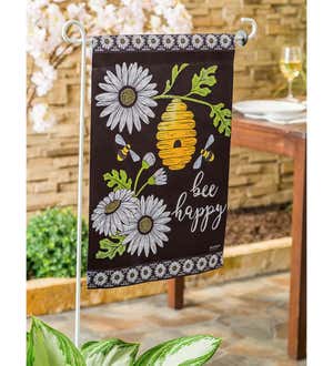 Bee Happy Hive Suede Garden Flag