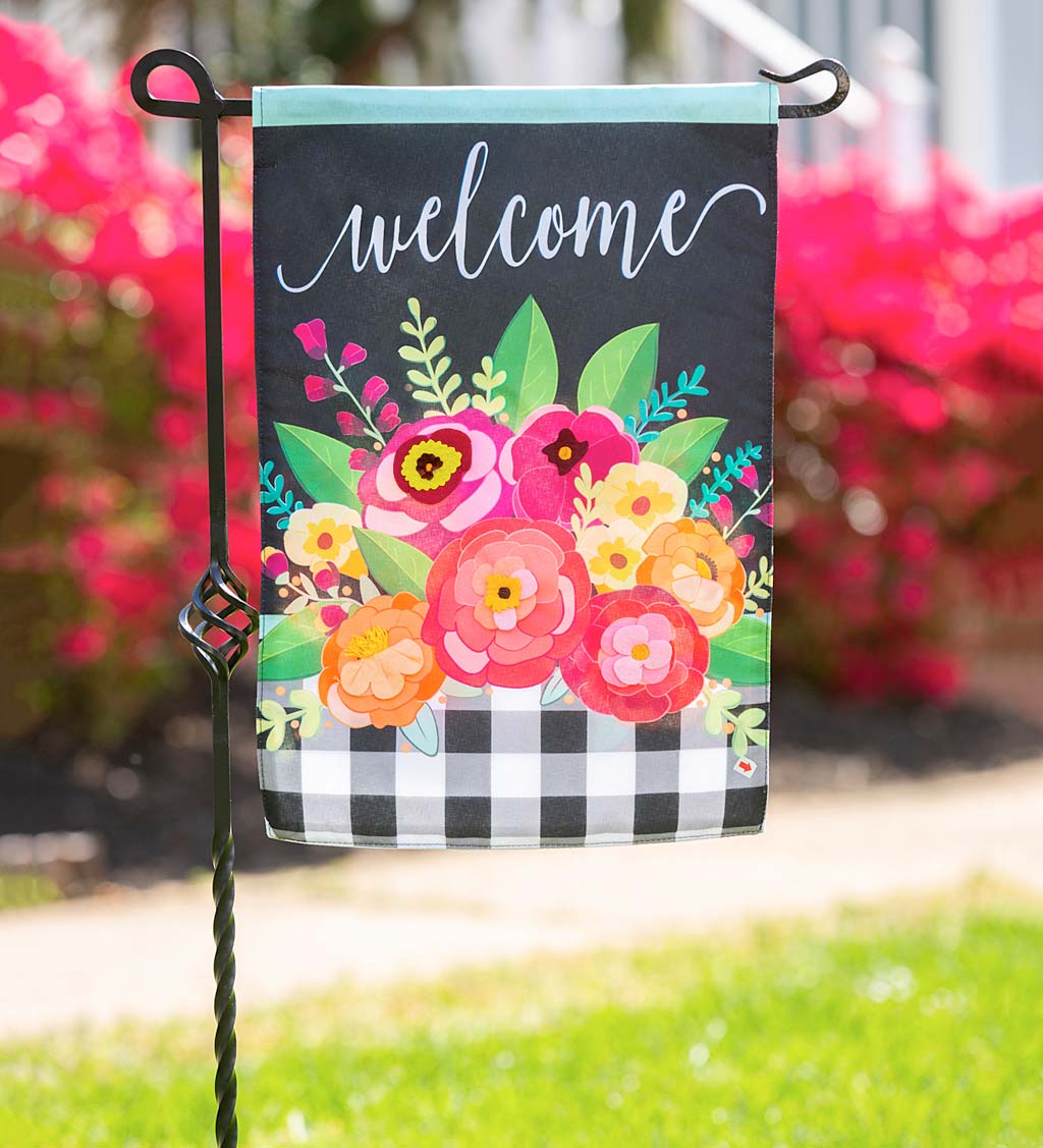 Floral Bouquet Linen Garden Welcome Flag