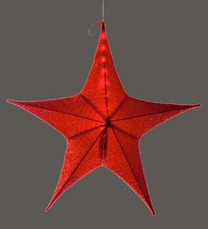 Small Lighted Hanging Fabric Star - Red