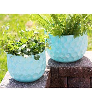 Ocean Waters Embossed Honeycomb Planters, Set of 2