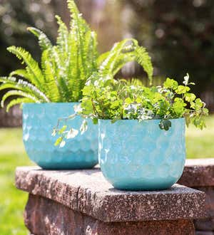 Ocean Waters Embossed Honeycomb Planters, Set of 2