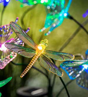 3 Pack Solar Lights Outdoor, Multi-Color Changing LED Garden Stake Butterfly  Dragonfly Hummingbird Lights, Waterproof Landscape Path Light for Lawn,  Patio, Driveway, Garden Decor 