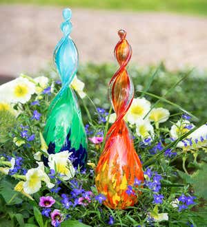 ArtGlass Plant Watering Globe with Terracotta Spike, Set of 2