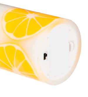 Citrus Fruit LED Wax Battery-Operated Pillar Candles, Set of 3