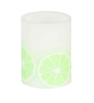 Citrus Fruit LED Wax Battery-Operated Pillar Candles, Set of 3