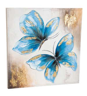 Hand-Painted Butterfly Canvas Watercolor Wall Art, Set of 2