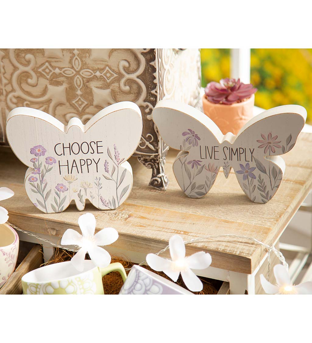 Wooden Butterfly Table Décor, Set of 2