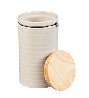 Ceramic Canisters with Bamboo Lids, Set of 3