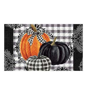 Indoor/Outdoor Pumpkin Check Embossed Floor Mat