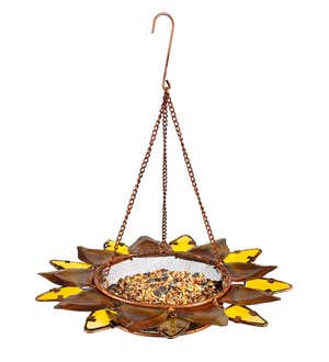 Hanging Pieced Glass Sunflower Bird Feeder