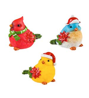 Lighted Holiday Portly Birds, Set of 3