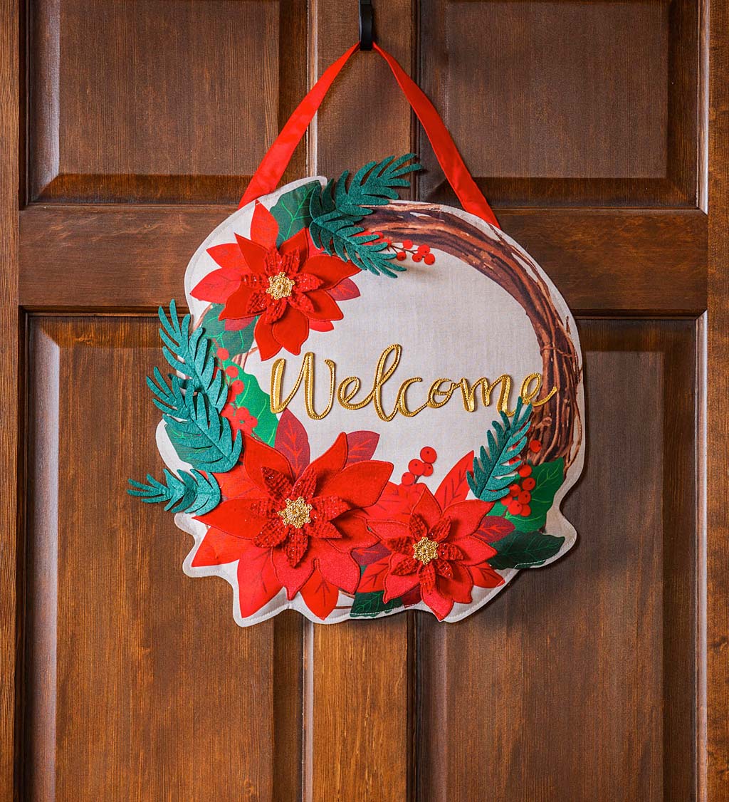 Poinsettia Welcome Wreath Door Décor