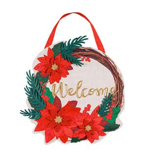 Poinsettia Welcome Wreath Door Décor