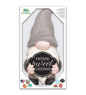 Wooden Gnome with Interchangeable Seasonal Icons Table Decor