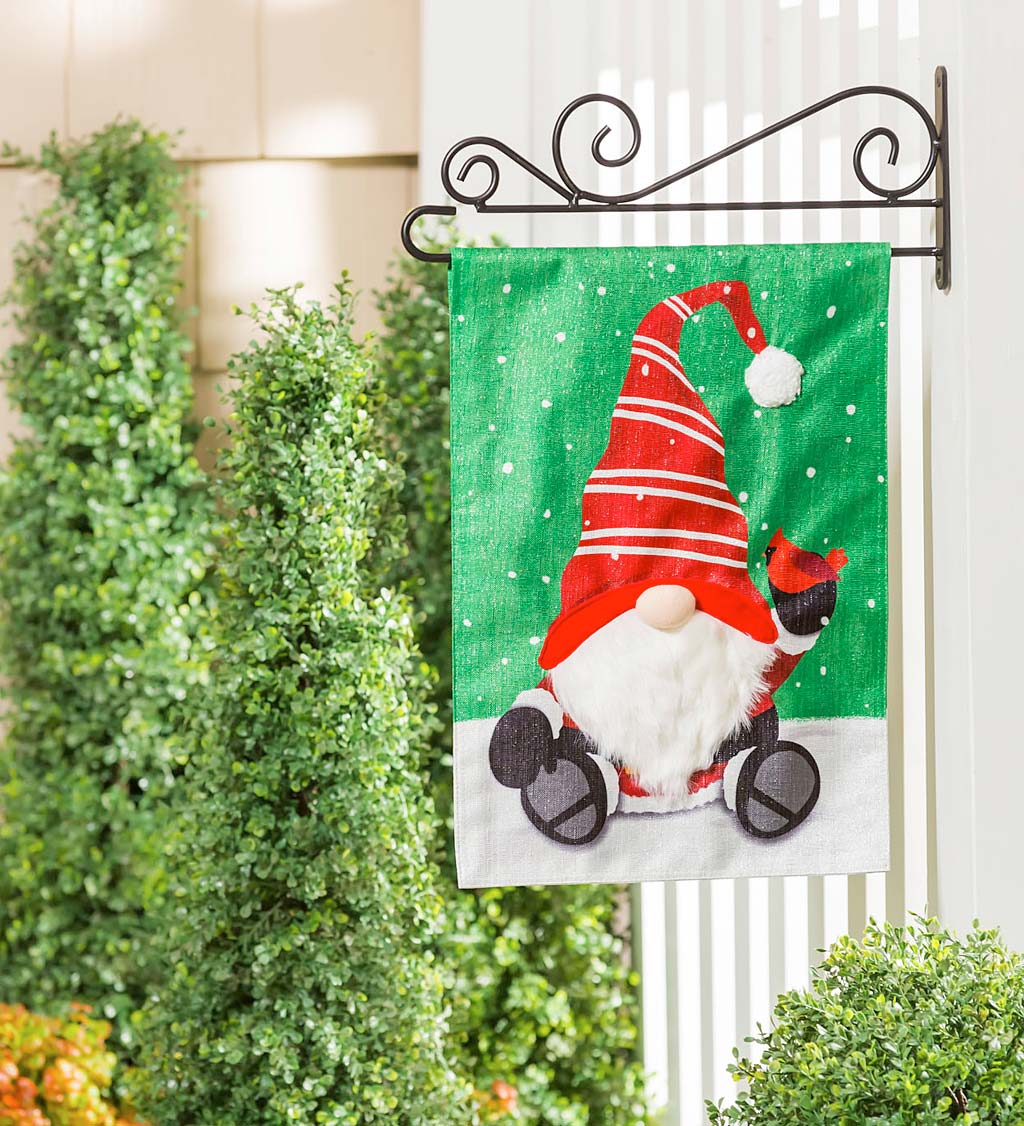 Santa Tomte Gnome Shimmer Linen Garden Flag