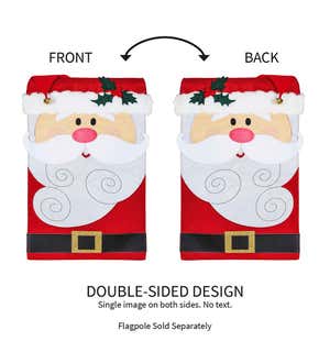 3D Santa Claus with Textured Hat and Jingle Bell Accent Applique Garden Flag