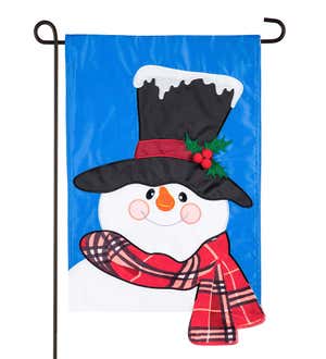 Baby It's Cold Outside Snowman with Top Hat and Scarf Applique Garden Flag