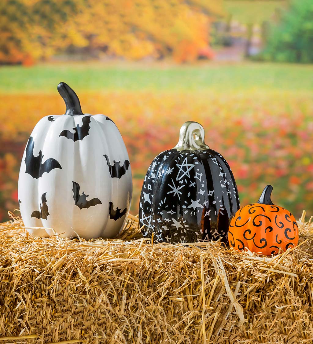 Halloween Dream Ceramic Pumpkins, Set of 3