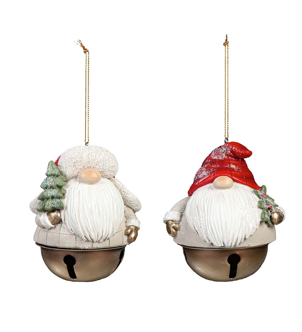 Winter Gnome Jingle Bell Christmas Tree Ornaments, Set of 2