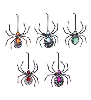 Crystal Spider Ornaments, Set of 5