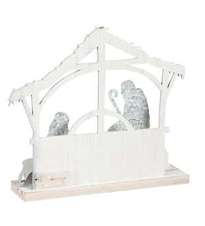 Lighted Wood and Metal Nativity Table Dècor