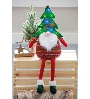 Plush Gnome with LED Lighted Tree Shape Hat Table Décor